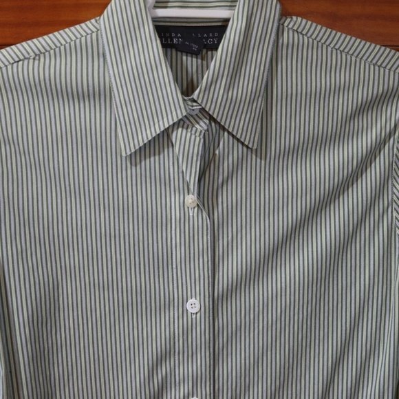 Linda Allard Ellen Tracy Vintage Stripe Button Down Shirt Women’s 12 Long Sleeve - Picture 8 of 11